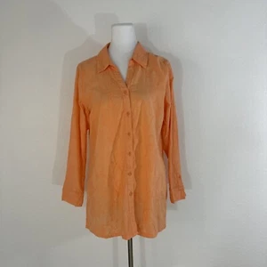 Denim & Co Women's Shirt Plus Size 1X 100% Cotton Floral Embroidered Orange - Picture 1 of 12