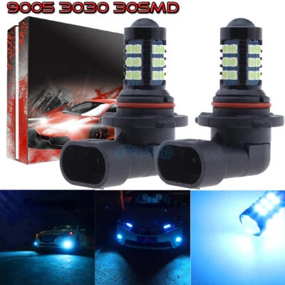 2Pcs 9005 9145 H10 3030 30SMD LED Fog Light Conversion Upgrade 8000K 8K Ice Blue - Image 1 of 4
