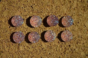 Set of 8 blingy PEACH AB bulletin board pushpins, thumbtacks, or magnets - Picture 1 of 9