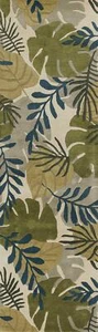 8' Ivory Hand Tufted Oversized Tropical Leaves Indoor Runner Rug - Picture 1 of 4