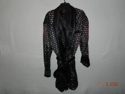 De Colección Para Hombre Años 50 Largo Marrón Geométrico Bata/Chaqueta para Fumar Talla S/M Años 50 Forrada Foto 1 de 3