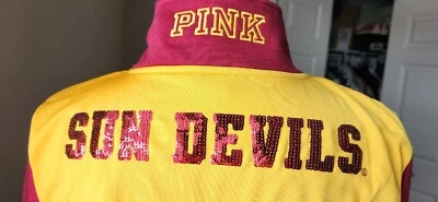 Suéter ROSA Victoria Secret Arizona Sun Devils L/S NCAA Big 12 Bling 1/4 Cremallera S Foto 1 de 4