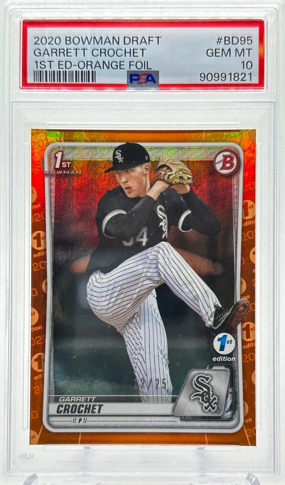 PSA 10 Garrett Crochet 2020 Bowman Draft 1st Edition Orange Foil /25 POP 1! - Image 1 of 2