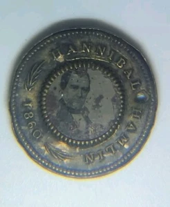 Abraham Lincoln Hannibal Hamlin 1st 1860 Election Ferrotype Photo campaign Token - Picture 1 of 6