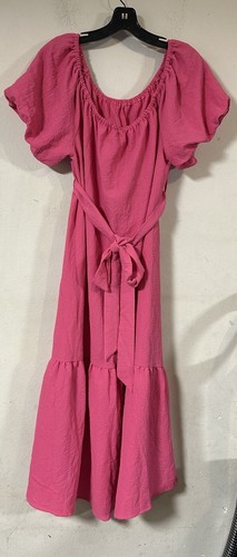 Abito donna shein 1x garza rosa manica a sbuffo fascia midi con cintura San Valentino