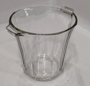 Vtg Crystal Ice Bucket W/ Handles 16 Cups 8" Tall 8" Wide Thick Heavy Beautiful - Picture 1 of 5