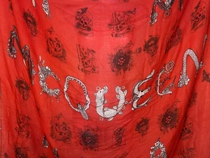 🧣 ALEXANDER MCQUEEN SCARF Silk SIGNATURE LOGO   54"  ☠️  Freeeeee Shipping - Picture 1 of 9