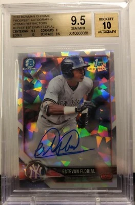 BGS 9.5/10 ESTEVAN FLORIAL AUTO 2018 Bowman Chrome ATOMIC REFRACTOR #/100 🔥🔥🔥 - Image 1 of 2