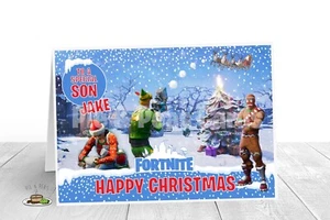 Tarjeta de Navidad FORNITE Personalizada - Hijo Nieto CUALQUIER Nombre y Relación  - Imagen 1 de 1
