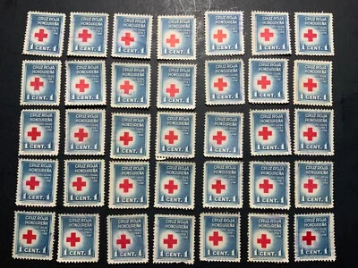 LOTE AL POR MAYOR DE (35) LT. USADO Honduras Sc# RA1 1941 Impuesto Postal Cruz Roja Bandera   Foto 1 de 2