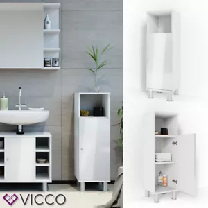 Badschrank Midischrank Badezimmer Badregal Badmöbel Fynn Weiß Hochglanz Vicco - Bild 1 von 6