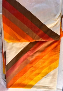 Vintage Thomaston New Era Twin Sheet Set ASPEN Orange Brown Stripes MCM Rare! - Picture 1 of 4