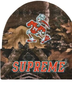 Supreme x Mitchell & Ness x NCAA (Miami Hurricanes) College Beanie - TrueTimber - Picture 1 of 3