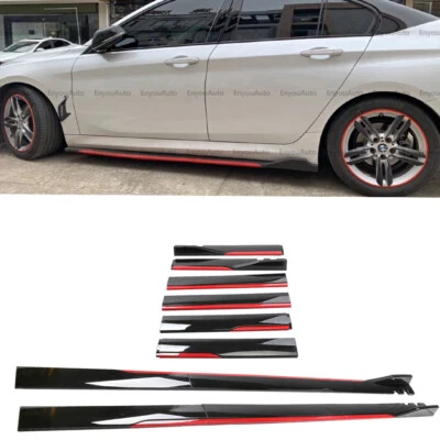 For BMW 320i 328i 330i 86" Side Skirt Extension Rocker Panel Splitter Black Red Foto 1 de 4