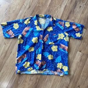 Le Tigre Herren XL blau hawaiianisches Shirt Samoa Made in USA - Bild 1 von 4