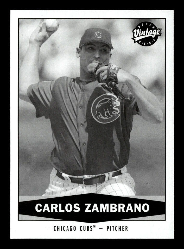 2004 Upper Deck Vintage Black and White Carlos Zambrano #195 Chicago Cubs - Image 1 of 2