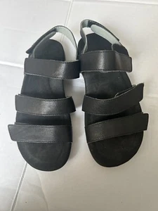 ABEO BIO System Black Sandals Womens Size 6.5M Briar Leather Slingback Open Toe - Picture 1 of 6