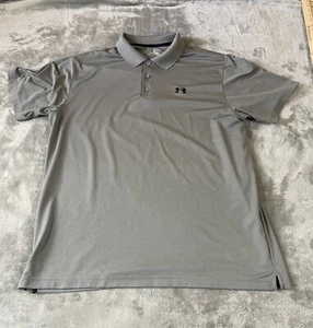 Under Armour Loose Heatgear Polo Shirt Mens Gray Short Sleeve Adult Size XXL - Picture 1 of 11