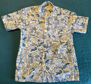 Cooke Street Hawaiihemd, weiß, blau, geblümt, Hibiskus, Small - Bild 1 von 24