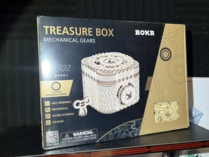 ROKR Treasure Box Mechanical Gears 3D Wooden Puzzle LK502 Plywood ROBOTIME NEW! - Picture 1 of 10