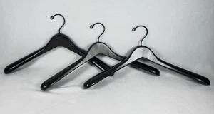 3 Beverly Hangers Heavy Duty Solid Wood Coat Hangers Brown - Black - Picture 1 of 8