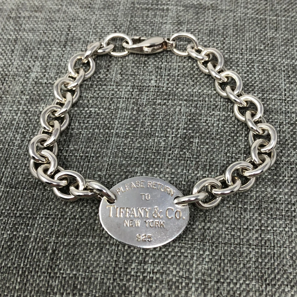 AUTHENTIC Tiffany & Co Sterling Silver 925 Return to Oval Tag Bracelet EUC 7.25" - Image 1 of 4