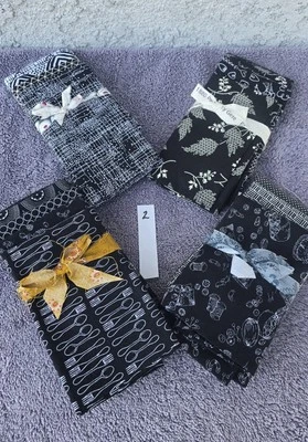 批量 17 件 Fat Quarters 复古棉被织物套装 各种黑色 (#2) — 第 1/4 张图片