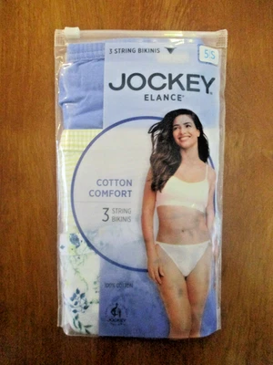 3 PAIR JOCKEY ELANCE WOMENS COTTON STRING BIKINIS PANTIES SIZE 5 UNDERWEAR - Image 1 of 3