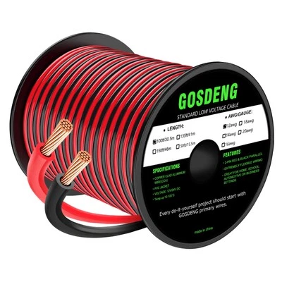 GOSDENG 100FT LOW VOLTAGE 12/2 CABLE LANDSCAPE BURIAL COPPER WIRE OUTSIDE 12AWG 2 CORE
