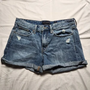 Lucky Brand Womens 6/28 Boyfriend Medium Wash Distressed Shorts - Picture 1 of 10