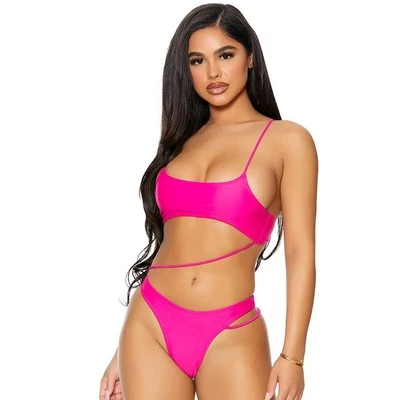 Tanga Rosa Monokini Tirantes Abierto Medio Trasero Una Pieza Fucsia 441411 Pequeño Foto 1 de 3