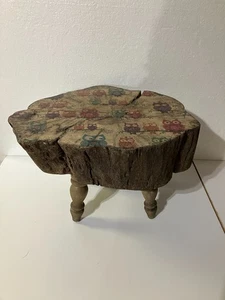 Weathered Real Wood stool with owl design handmade - Picture 1 of 13