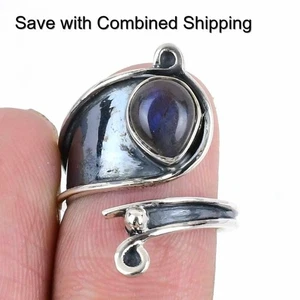 Third Eye Chakra Labradorite Stone 925 Solid Silver Cluster Ring Jewelry Size 7 - Picture 1 of 8
