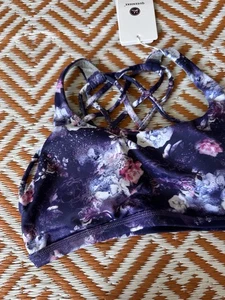Queenieke Women’s Low Sports Bra Floral Purple Small NEW - Picture 1 of 9