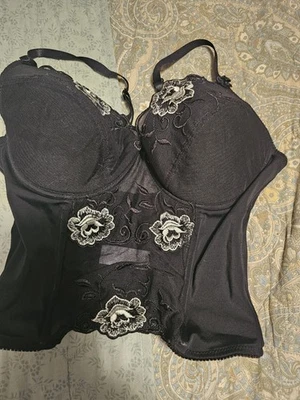 Vinntage Donns L'oren Black Floral Mesh Corset Top 36C - Image 1 of 4
