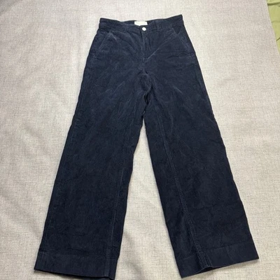Everlane Corduroy Wide-Leg Pants Women's 0 Cotton Navy Blue - Image 1 of 4