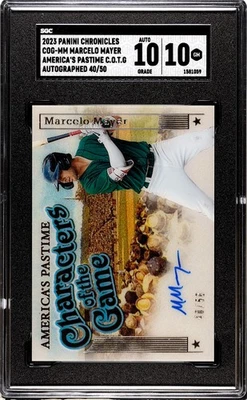 2023 Panini Chronicles Marcelo Mayer America’s Pastime SGC 10 w/10 Auto /50 - Image 1 of 2