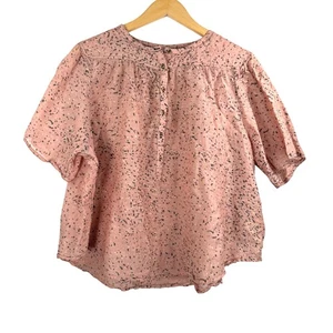 Anthropologie VANESSA VIRGINIA Seide Pink Glitzer Lagen Preppy Bluse Gr. L - Bild 1 von 7