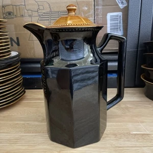 MCM Ironstone Octagon Amber  Coffee Pot & Lid  1970s By Sears - Picture 1 of 8