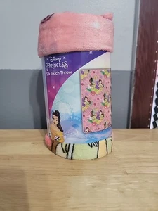 DISNEY PRINCESS BELLE TIANA RAPUNZEL SILK TOUCH THROW 40in. x 50in. New - Picture 1 of 3