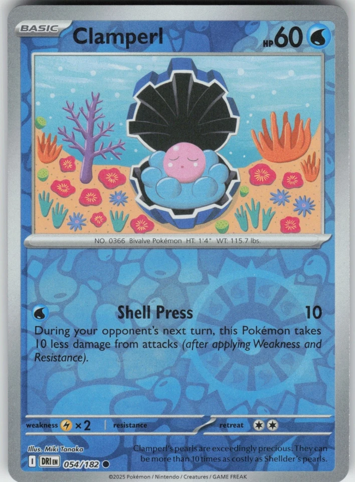 PO-01 Reverse Holo Clamperl 054/182 Common SV10: Destined Rivals - Image 1 of 1