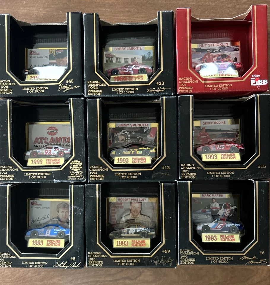 1993 1994  Champions Premier Edition, Set of 9, Die Cast - NASCAR 1:64 Scale - Image 1 of 4