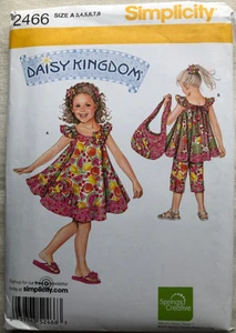 Simplicity 2466 UNCUT Girls Size 3, 4, 5, 6, 7, 8 Dress Top Capri Pants Pattern - Picture 1 of 2
