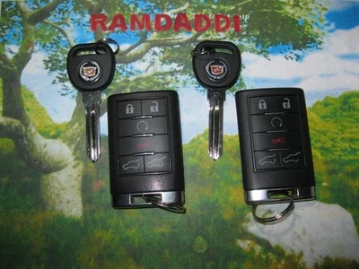Original Set 08/14 Cadillac Escalade ESV Remote Fob & 2 Chip Keys #1 #2 Memory - Image 1 of 4