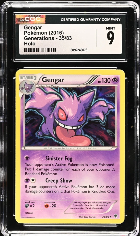 CGC 9 MINT Gengar 35/83 Generations Holographic Holo Rare 2016 Pokémon Card - Image 1 of 2