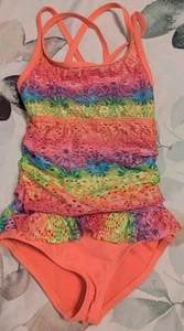 Wonder Nation Rainbow One Piece Swimsuit Girls Size XS 4-5 - Picture 1 of 3