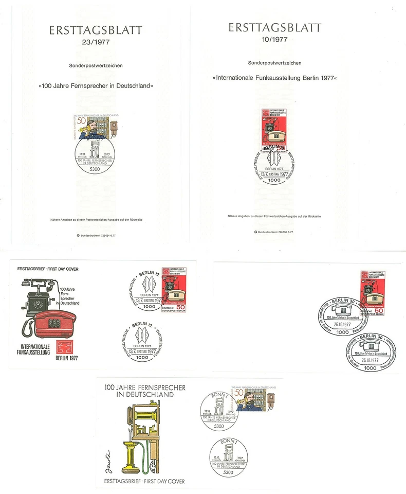 Telephone A19 Germany Bund Berlin 1977 2 FD Sheets + 3 FDC - Image 1 of 1