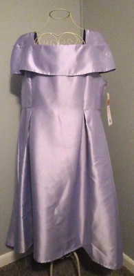 Vestido Formal EY Boutique Lavanda Satinado Midi Delantero/Maxi Trasero Manga Gorra Talla 16 Foto 1 de 4