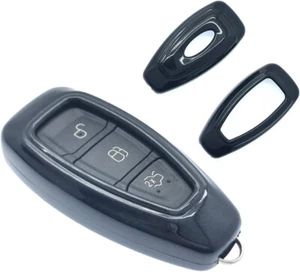 Gloss HARD SHELL CASE 3 BUTTON FOB Fits FORD FOCUS MONDEO KUGA FIESTA ST (Black) - Picture 1 of 7