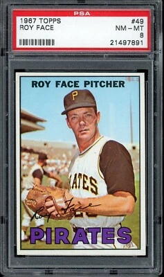 1967 Topps Baseball #49 Roy Face PSA 8 - Image 1 of 2